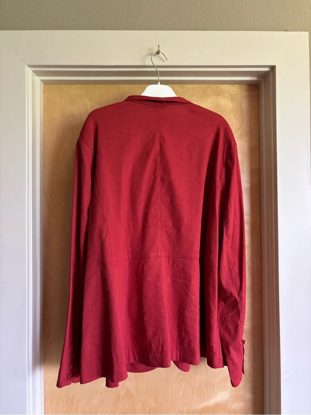 Eileen Fisher Woman Rust Linen Blend Asymmetrical Zip Shawl Collar Jacket 3X